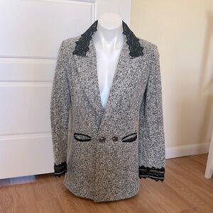 Blazer with Black Lace Accents